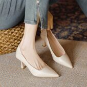 羊皮职业不磨脚高跟鞋 女尖头 313233单鞋 女2025新款 细跟小香风小码