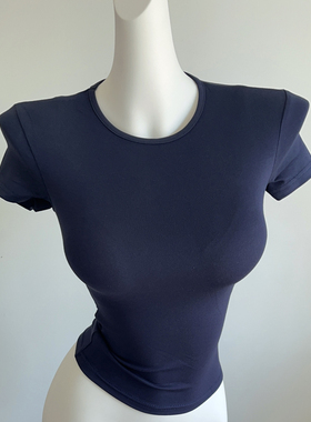 高脚杯掐腰T 胸大腰细！美式短袖T恤 欧美修身紧身辣妹正肩上衣夏