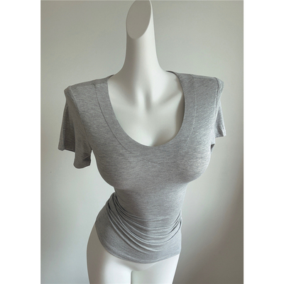 【软糯叽叽冰凉垂感】掐腰显瘦V领修身短袖T恤正肩显瘦打底衫上衣