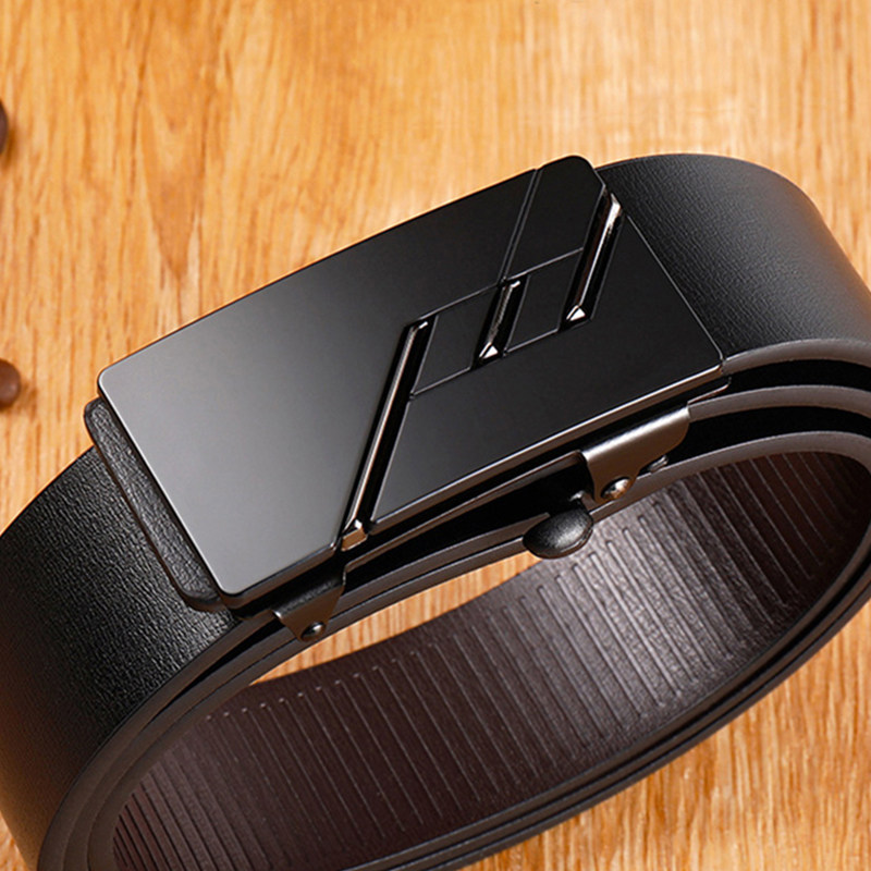 保罗皮带男真皮内穿2024新款纯牛皮自动扣无牙年轻人潮流百搭腰带