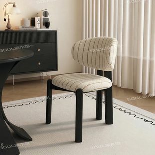 中古实木餐椅复古布艺奶油风自然慵懒法式 化妆靠背椅 椅子2026新款