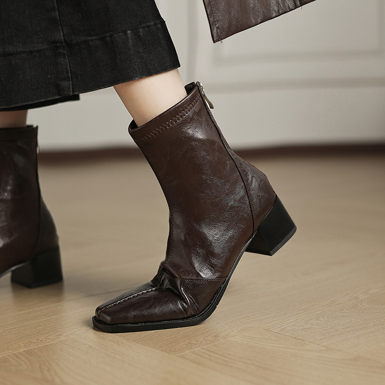 新款高跟鞋粗跟马丁靴气质短靴女