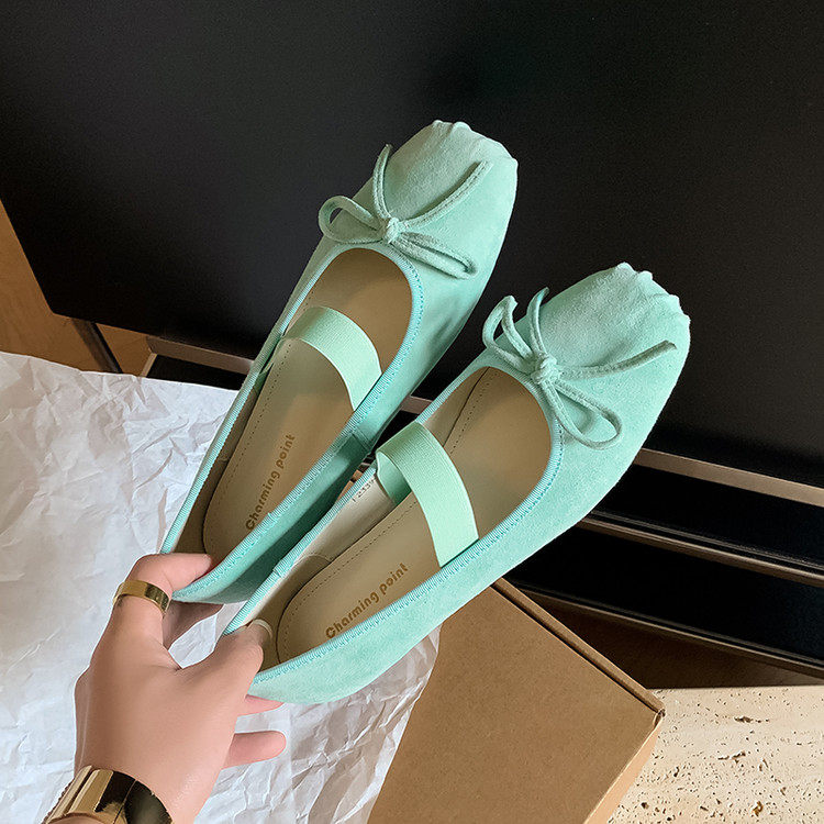 法式复古蝴蝶结平底浅口单鞋女2025春季新款绸缎圆头芭蕾玛丽珍鞋