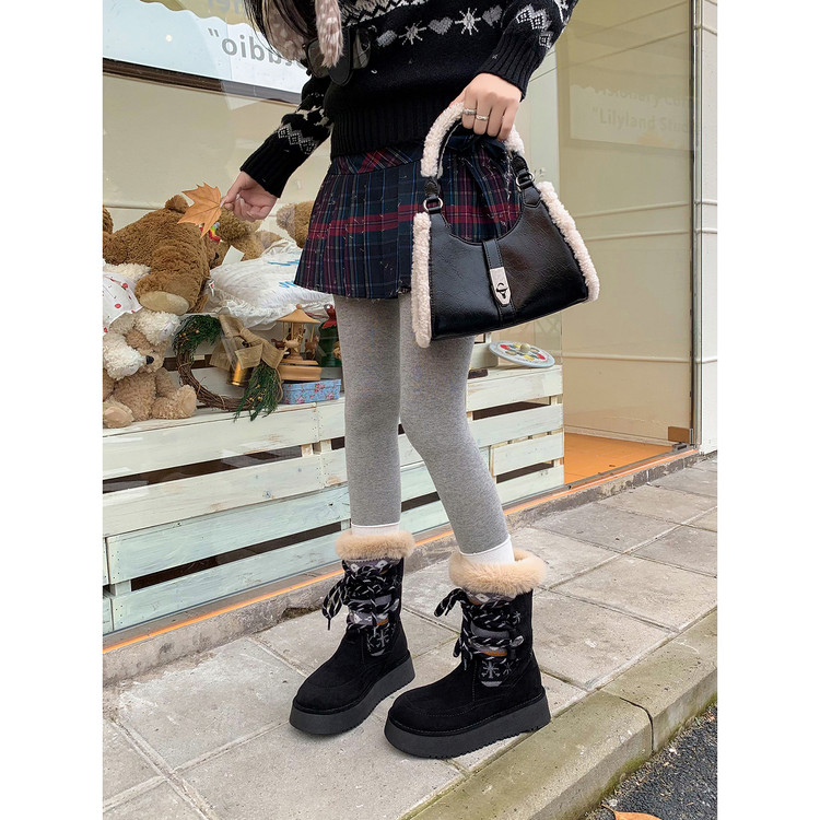 新款厚底绑带雪地防滑加厚棉鞋