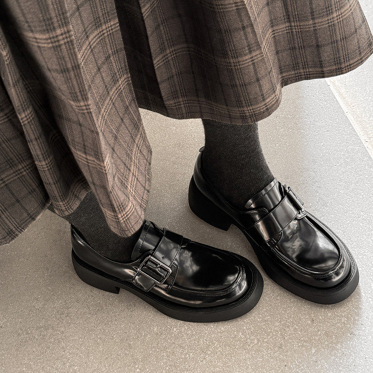 4.5cm小皮鞋英伦风巨好看法式皮带扣2026新款单鞋高粗跟黑色圆头,女鞋,深口单鞋,淘宝优惠券,粉丝福利购,淘宝优惠卷