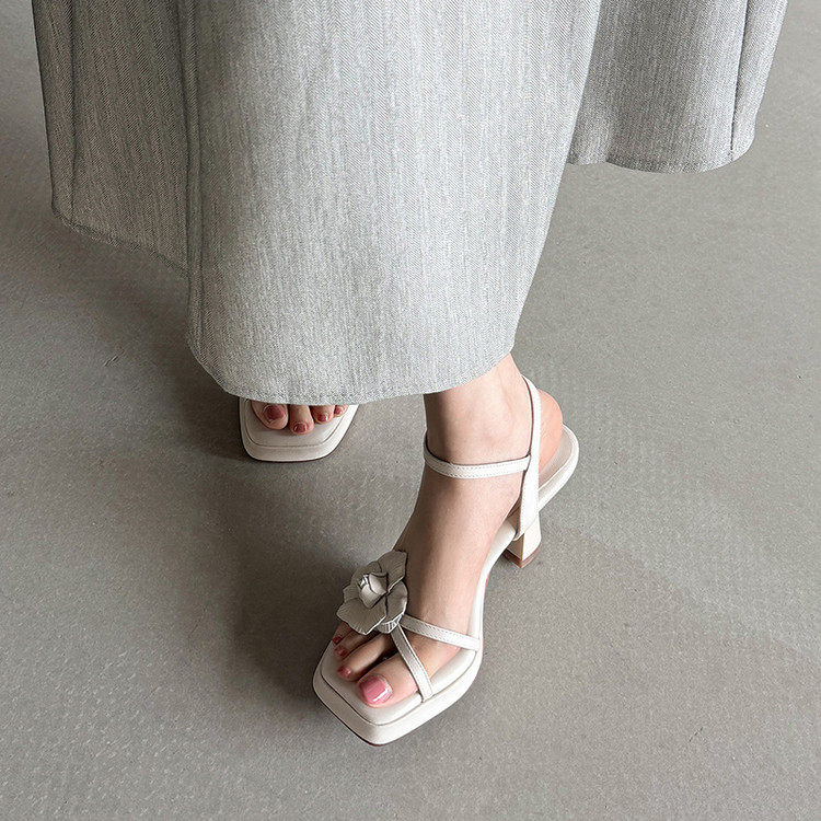 8.8cm超软踩屎感凉鞋法式真皮厚底软底防水台超高跟鞋软底不累脚