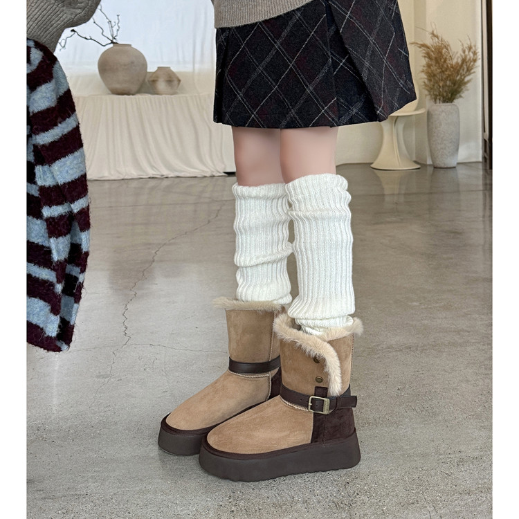 厚底雪地靴女小个子东北毛毛棉鞋