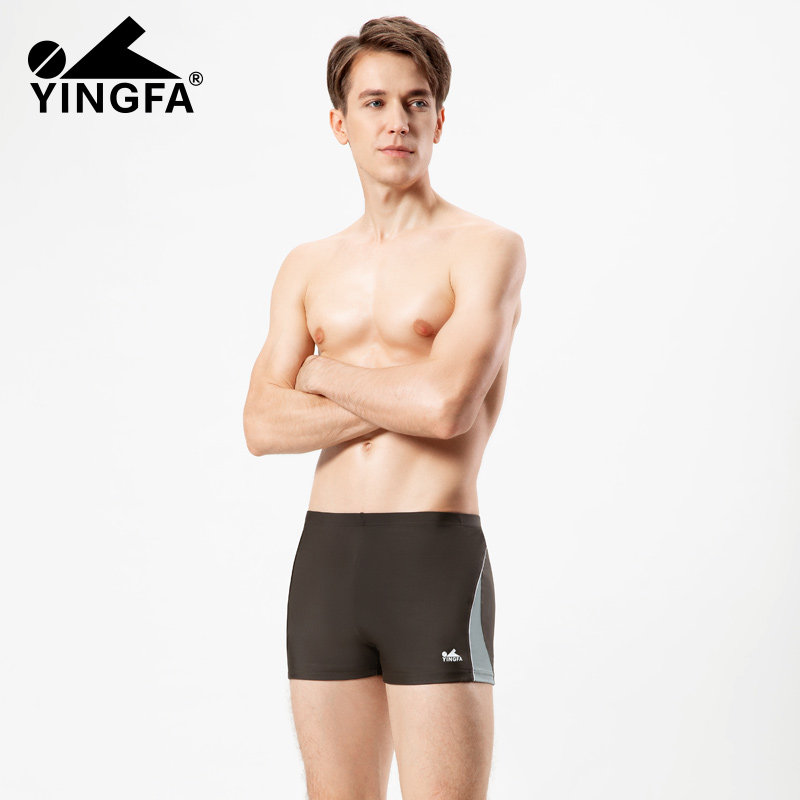 英发游泳裤男士平角泳裤男游泳泡温泉沙滩带绳带内衬大码泳装