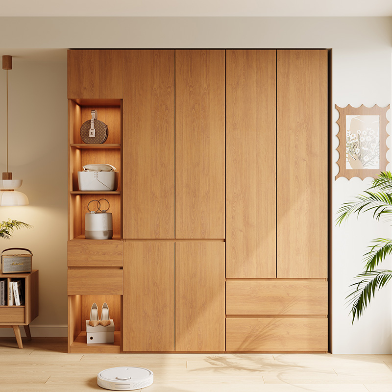 全实木组合衣柜2025新款橡木储物柜床尾柜卧室家用儿童矮柜衣帽间
