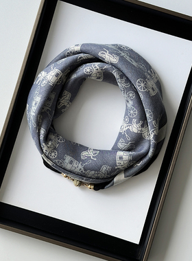 小方巾女磁扣棉麻小方巾丝巾韩版百搭高级感护颈保暖领巾懒人围巾