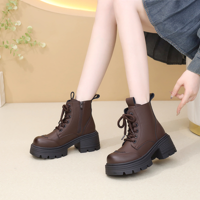 马丁靴女款厚底增高小个子皮靴