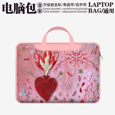 升级款手提斜挎皮革电脑包男女适用苹果Air13华为matebook14联想拯救者惠普戴尔小米17/16/15寸笔记本内胆包