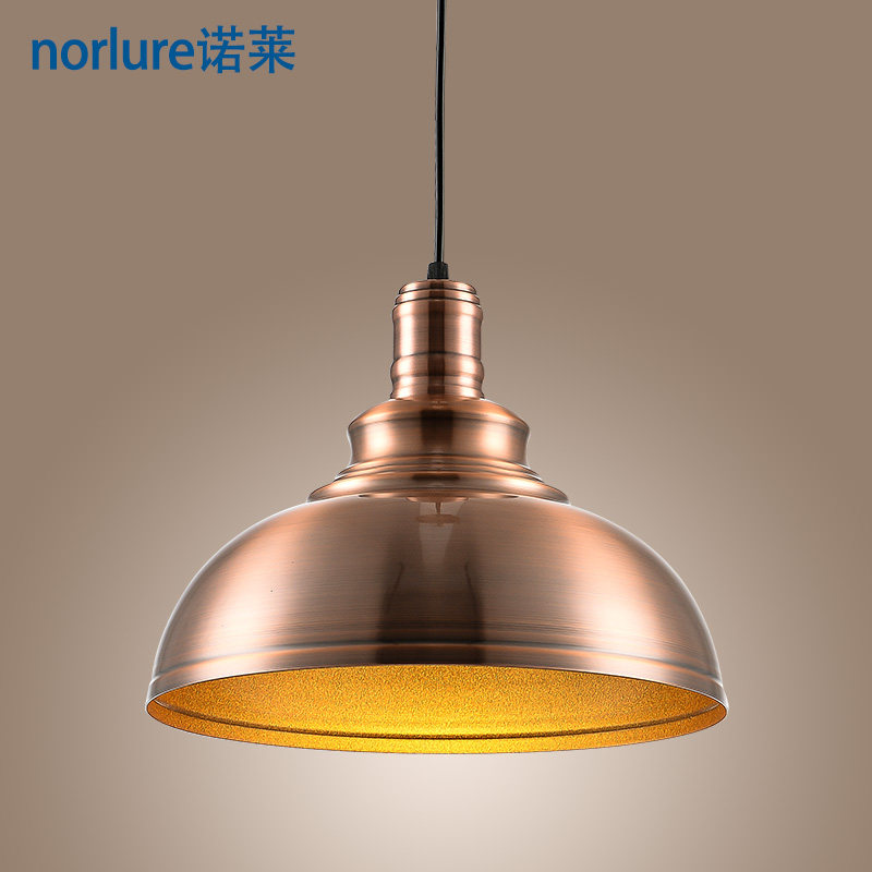 复古锅盖吊灯红古铜拉丝美式工业金属餐厅酒吧网咖啡单头吊灯灯饰
