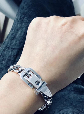 925纯银皮带扣手链简约男女款