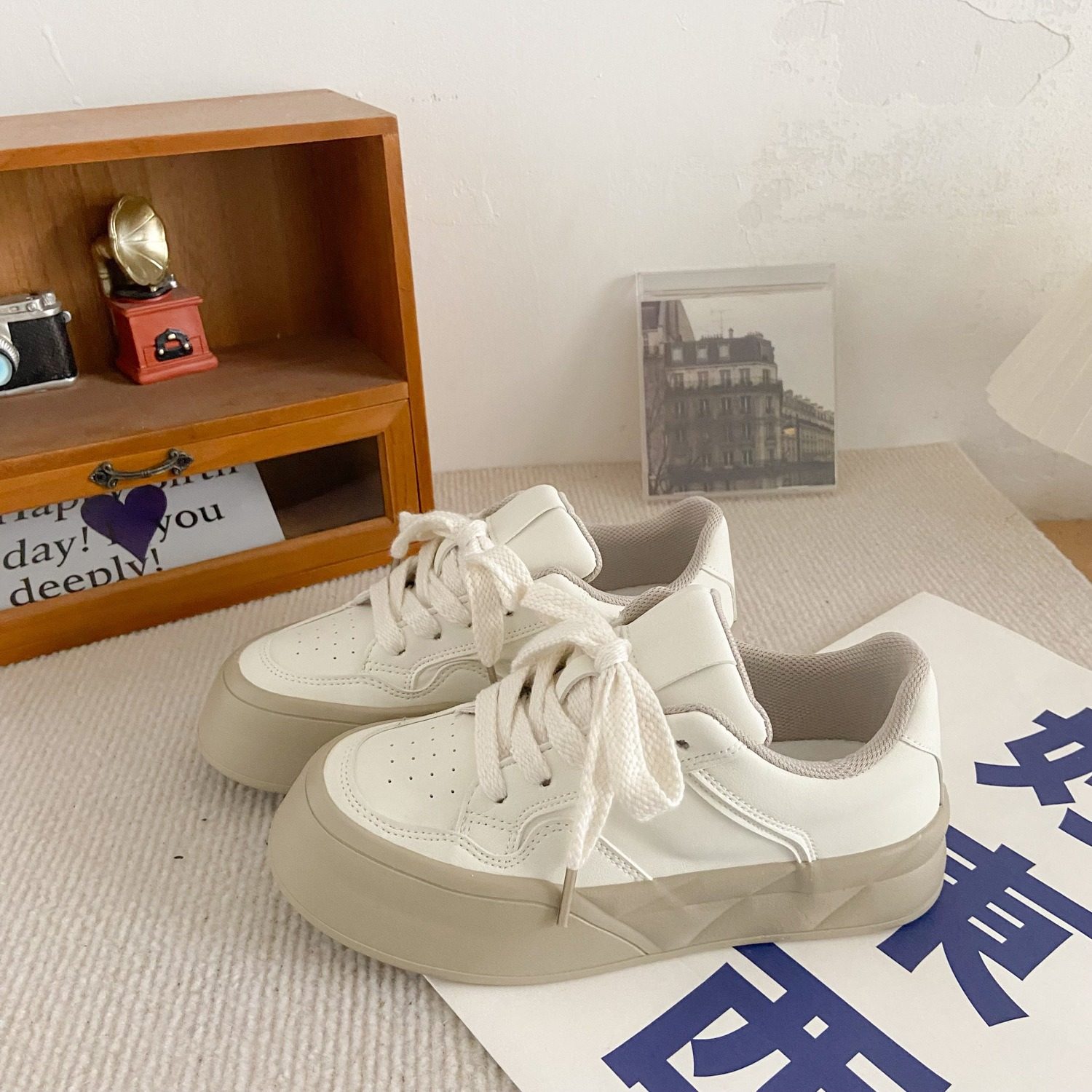 大码女鞋41-43厚底小白鞋女2024年新款ins透气百搭圆头休闲板鞋子,女鞋,休闲板鞋,淘宝优惠券,粉丝福利购,淘宝优惠卷