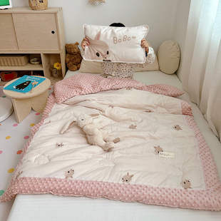 ins可爱儿童豆豆被纯棉双层纱可机洗春秋款 小被子 空调被加厚冬款