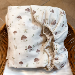 可爱婴儿床a类母婴级纯棉双层纱床笠床单单件儿童拼接床垫罩定制