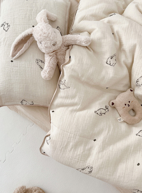 a类儿童纯棉被套单件可爱小兔子婴儿宝宝幼儿园柔软被罩120×150