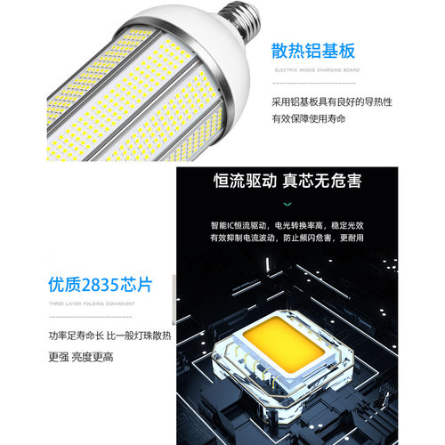 宽压铝材玉米灯LED灯泡螺口工厂店铺路灯灯罩家用节能灯110V/220V