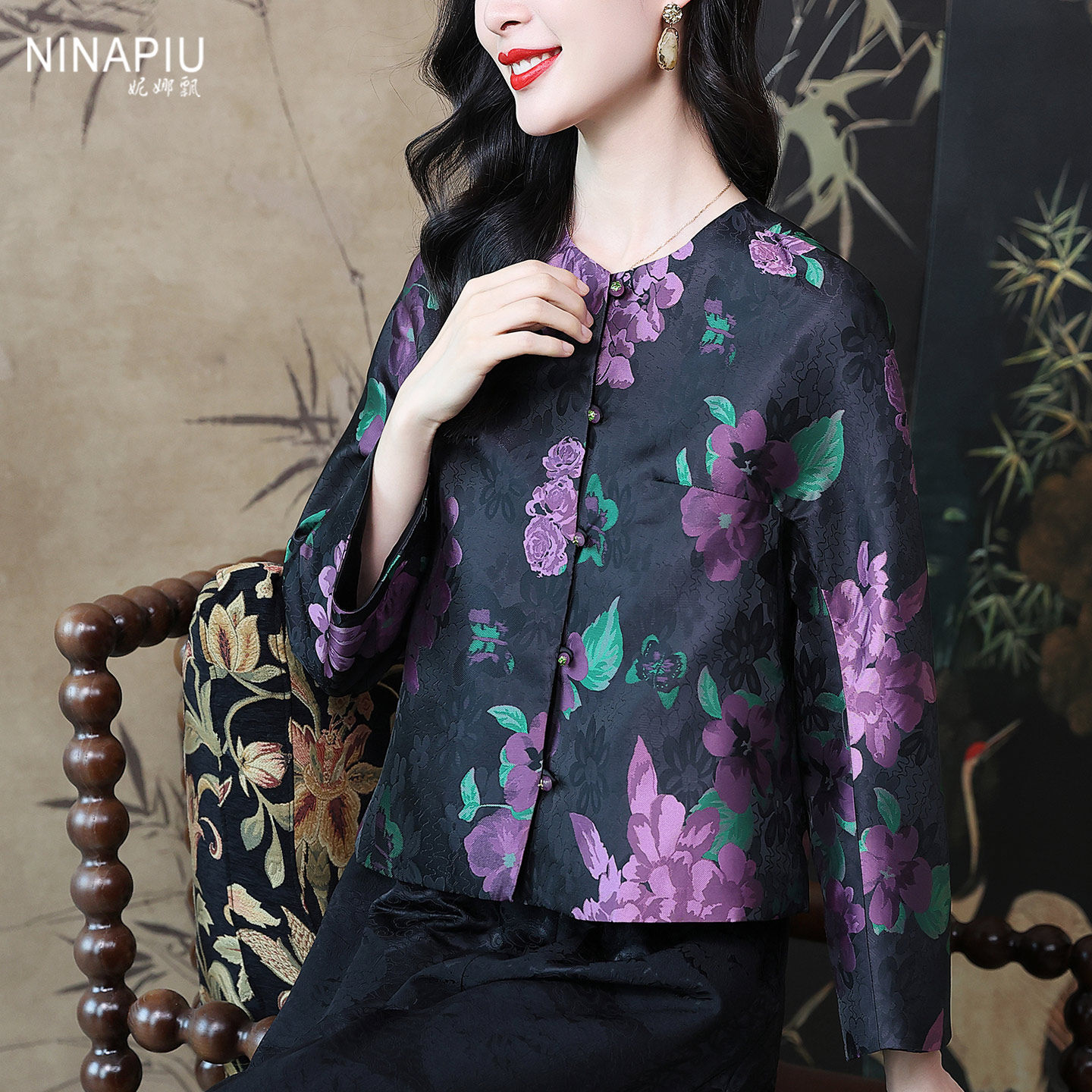 新中式2025秋冬新款时尚国风贵气高级感洋气复古花色宽松短外套女,女装/女士精品,短外套,淘宝优惠券,粉丝福利购,淘宝优惠卷