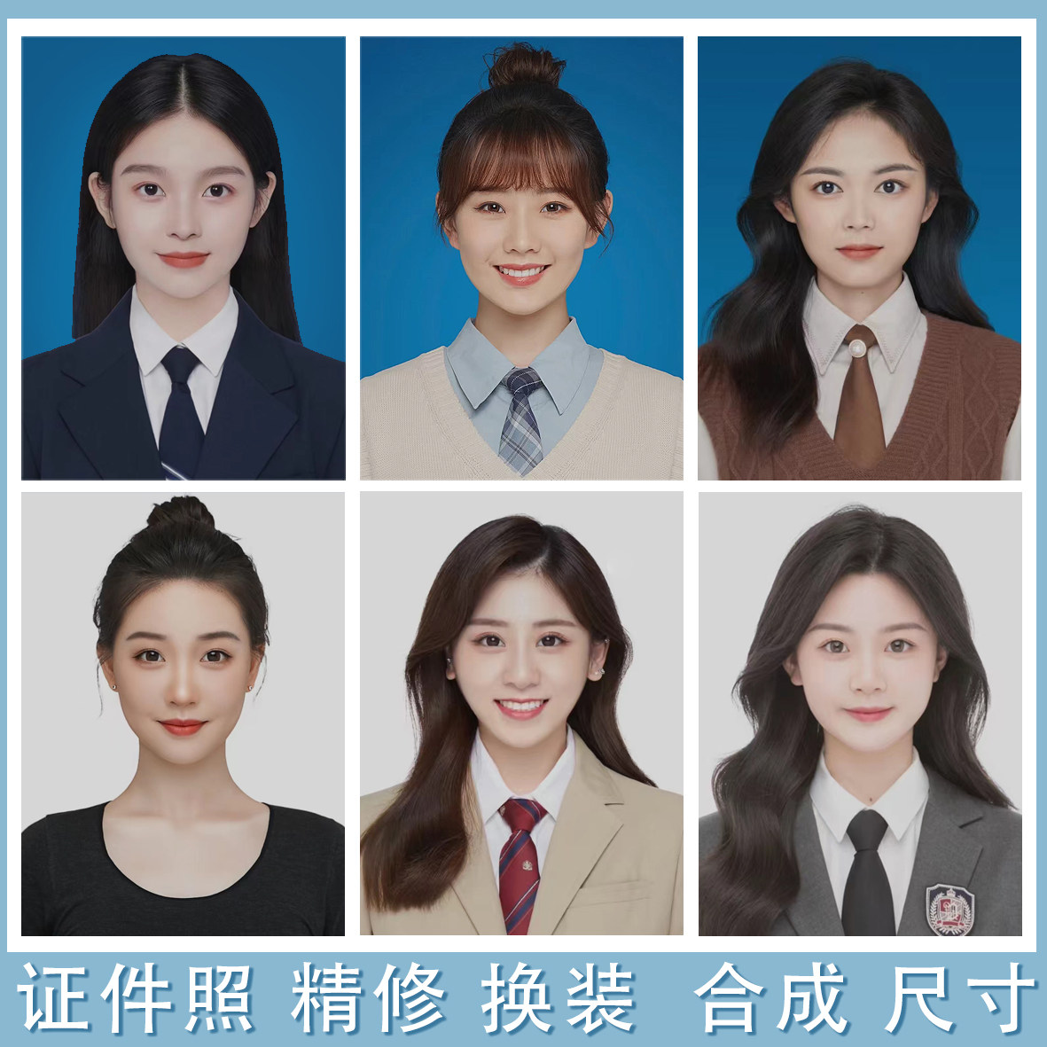 证件照修图片人像精修p图处理专业ps形象照换衣服底色抠图淘宝p图