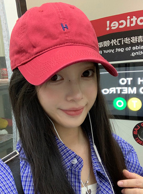 新款字母刺绣棒球帽女韩版潮显脸小鸭舌帽ins情侣休闲百搭帽子男