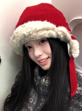 日系加厚加绒雷锋帽女冬季保暖显脸小护耳帽户外防寒毛绒飞行帽男