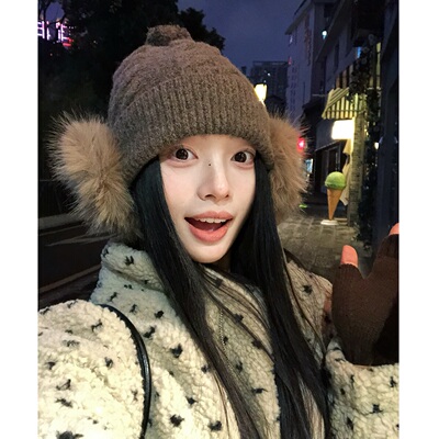 冬季氛围感复古毛线针织帽子女