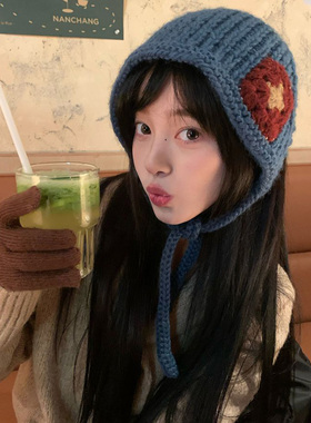 ins氛围感复古甜美风三角头巾针织毛线发带女包头巾秋冬季发饰潮