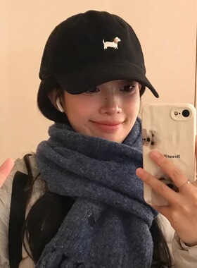新款大头围腊肠狗刺绣鸭舌帽女2026春夏显脸小可爱棒球帽百搭帽子