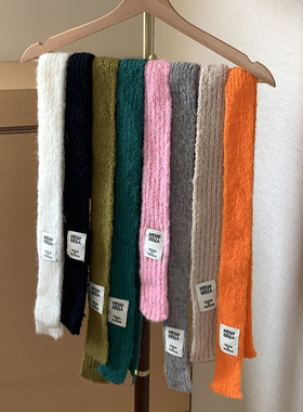 2024ins博主同款多巴胺窄细条针织围巾女秋冬韩国百搭时尚小围脖