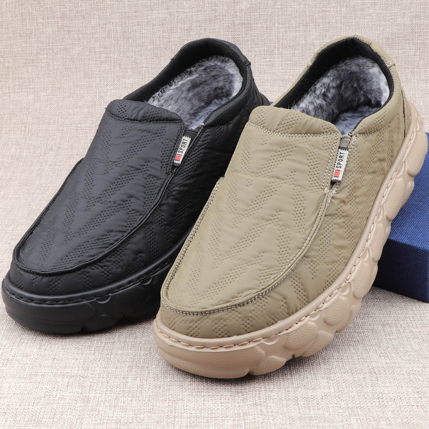 宽头加肥潮流男士休闲棉鞋厚底