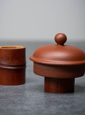 木鱼 手工竹制壶盖托 天然老煤竹竹节竹根紫砂壶茶碗盖置茶道配件