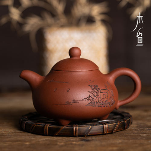 木鱼周婷手工雕刻小号功夫茶具