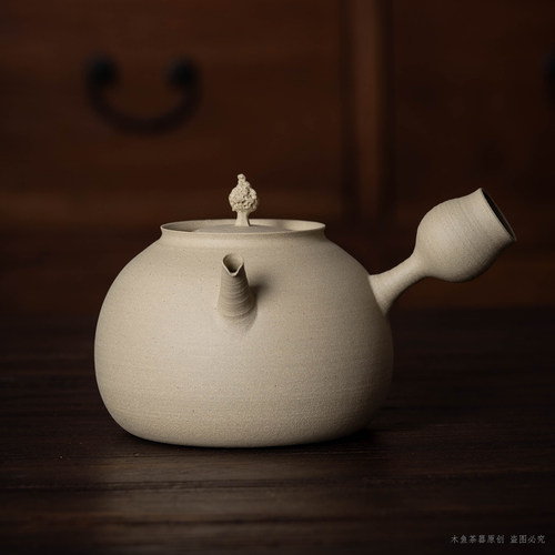 潮汕白泥手工薄胎侧把砂铫煮茶壶
