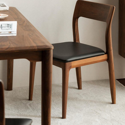 北美黑胡桃餐椅现代简约家用新款实木椅子靠背椅凳子无扶手餐桌椅