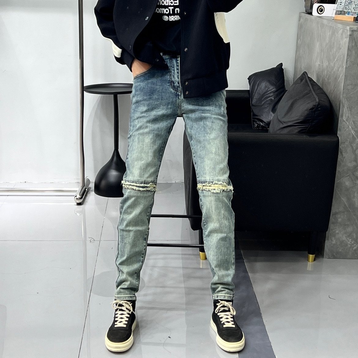 个性复古水洗膝盖假破洞牛仔裤男修身显瘦显腿长小脚裤男长裤春夏,男装,牛仔裤,淘宝优惠券,粉丝福利购,淘宝优惠卷