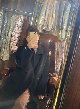 日娜高奢20XXASIA BUYER 1 isa 韩版简约黑色呢子大衣女毛呢外套