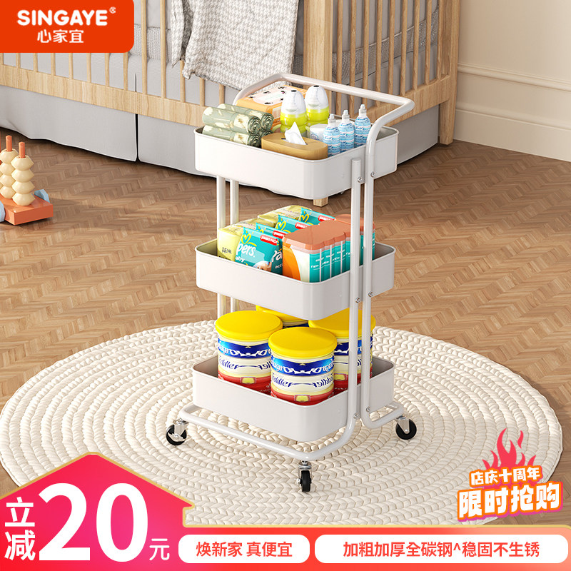 小推车置物架多层厨房婴儿用品卫生间可移动收纳架零食带轮储物架
