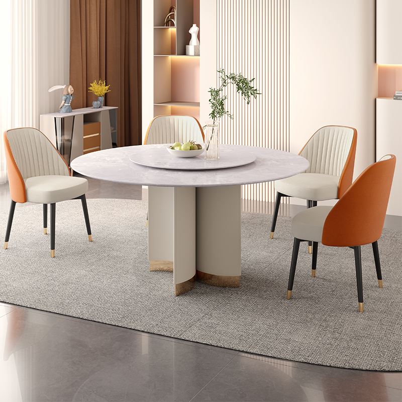 布雷尔轻奢大理石餐桌椅组合家用小户型高端餐厅圆形现代简约桌子