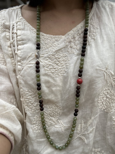 国风系列天然翡翠降真香长款项链