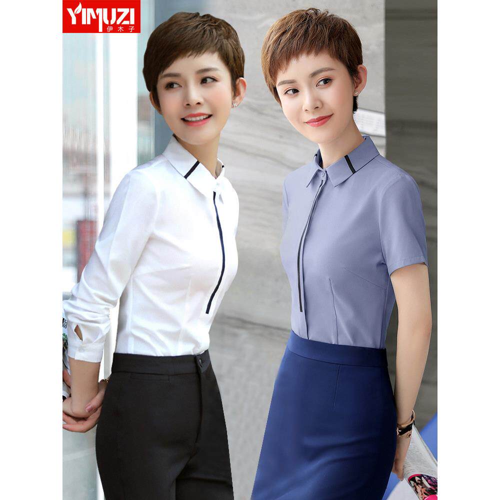 女式短袖白衬衫2025新款工作服职业装夏季女式白衬衫上衣