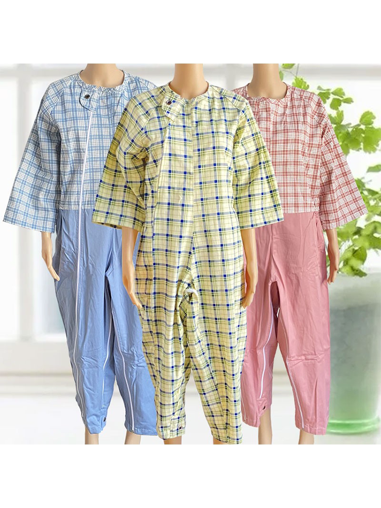 IMPORTED FROM JAPAN PARALYZED BEDRIDDEN ELDERLY ARE EASY TO WEAR AND TAKE OFF ONESIE CLOTHES PATIENT FULL-OPEN NURSING CLOTHES ONE-PIECE PAJAMAS