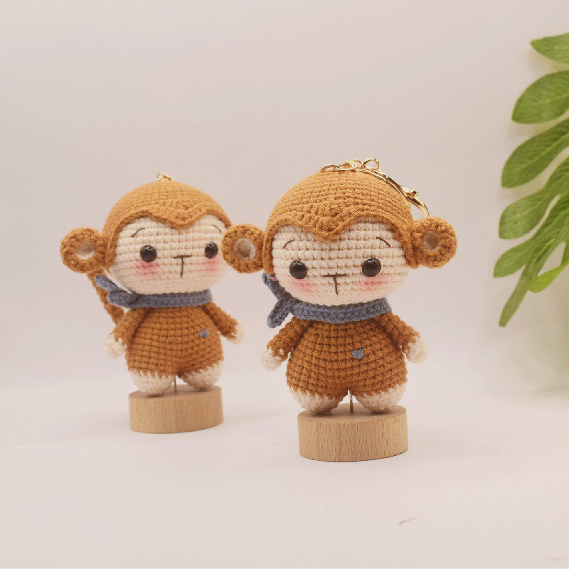 十二生肖手工diy钩针小猴子玩偶成品毛线钥匙扣包包挂件材料包