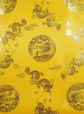 烫金布料黄色龙图案印花面料披风用布神袍桌布供桌缎面料