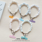 手机挂绳短款 创意波点褶皱ins高级感手腕带短绳钥匙ccd相机手提女