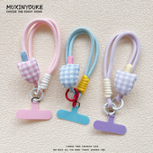 可爱挂绳短绳手工编织手提挂链带夹片适用手机壳包包钥匙扣防丢女