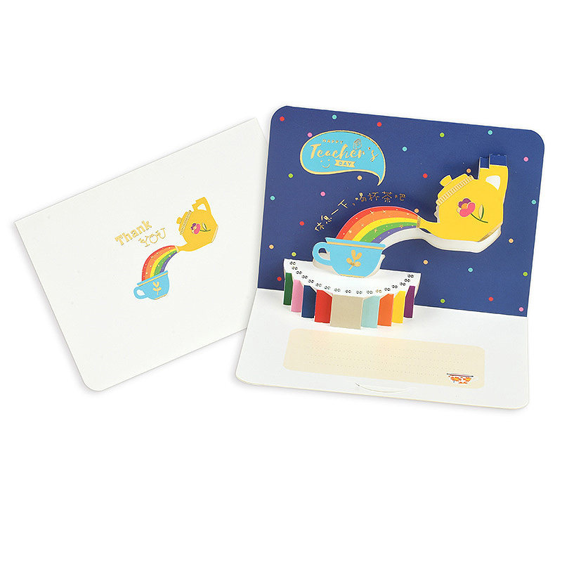 Creative Korean Cartoon 3D Stereo Teacher's Day Greeting Card, Thank You Gift for Teachers, Blank Message Card to Express Gratitude