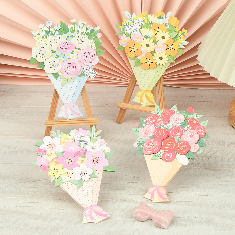 花束3d立体贺卡节日祝福感谢