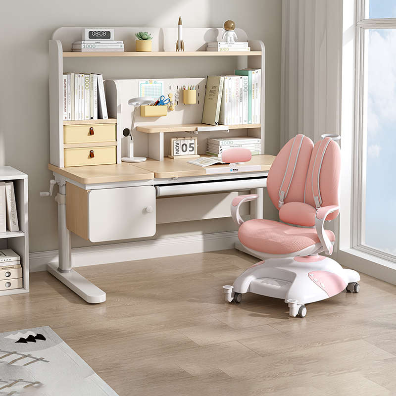 坐得正实木可升降学生学习桌椅